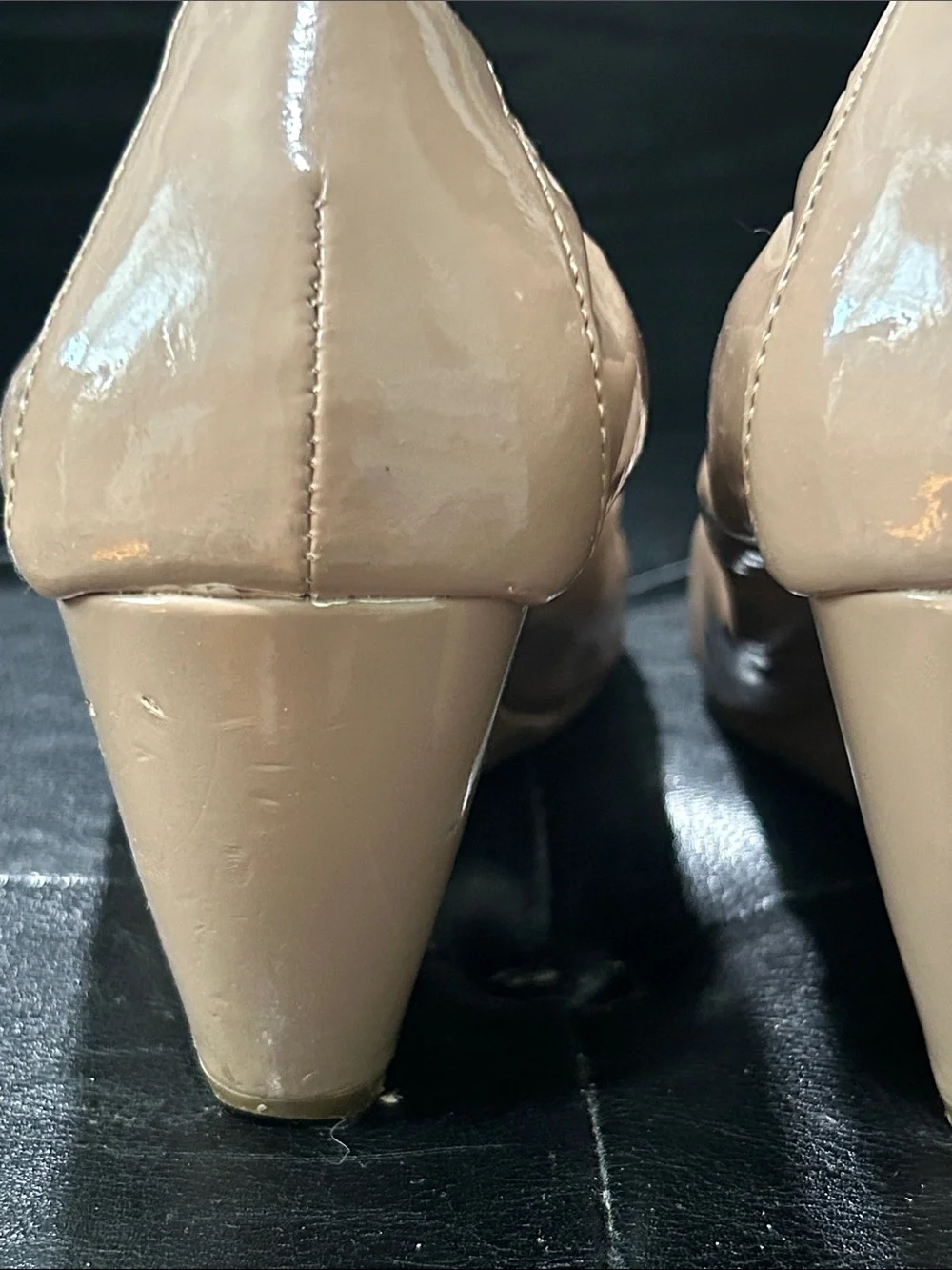 BCBGeneration Patent Nude Wedge Pumps